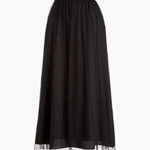 J. Crew Black Clip Dot Overlay Midi Skirt